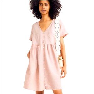 Madewell Linen-blend Vneck Button-front Mini Dress